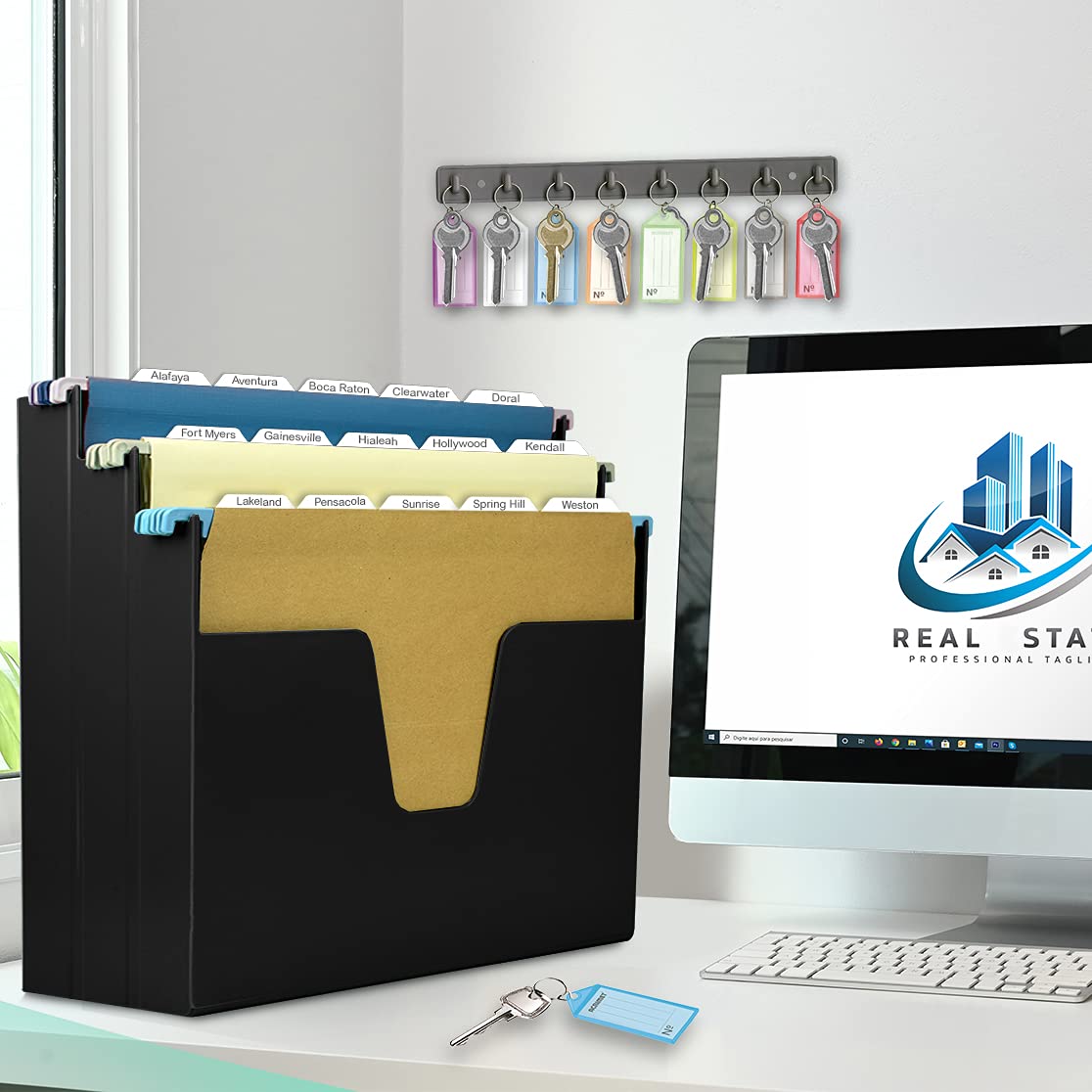 Porte Dossiers Triple Horizontal – Organisateur Bureau Incliné, Format Lettre – Blanc