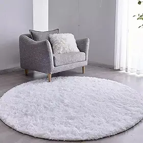 Tapete Sala Felpudo Peludo Branco Redondo 100 Cm