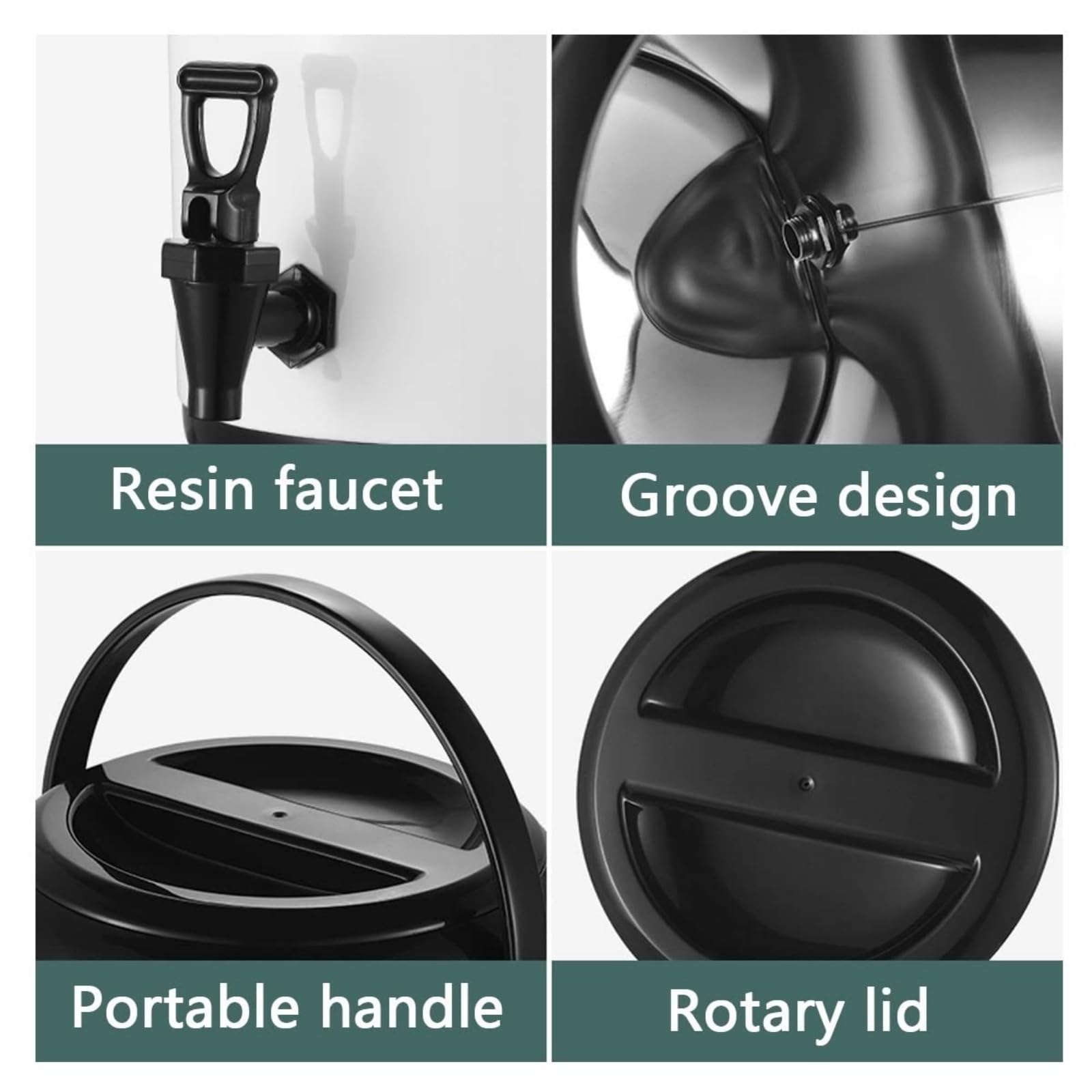 Distributeur d'eau chaude et froide en acier inoxydable avec robinet, poignée portable, grande capacité d'étanchéité, idéal pour le bureau, les hôtels, les fêtes
