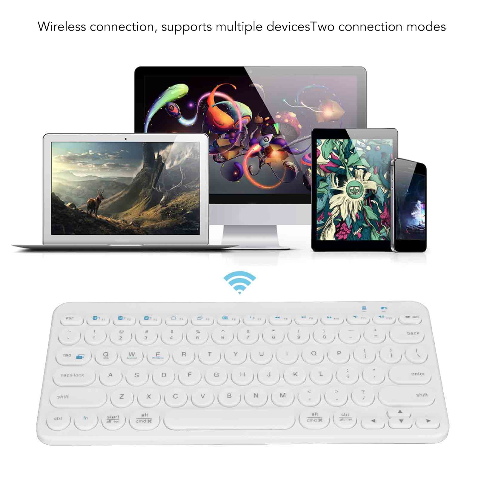 Clavier sans Fil, Clavier de Bureau Silencieux pour la Maison (Rose) (Blanc)