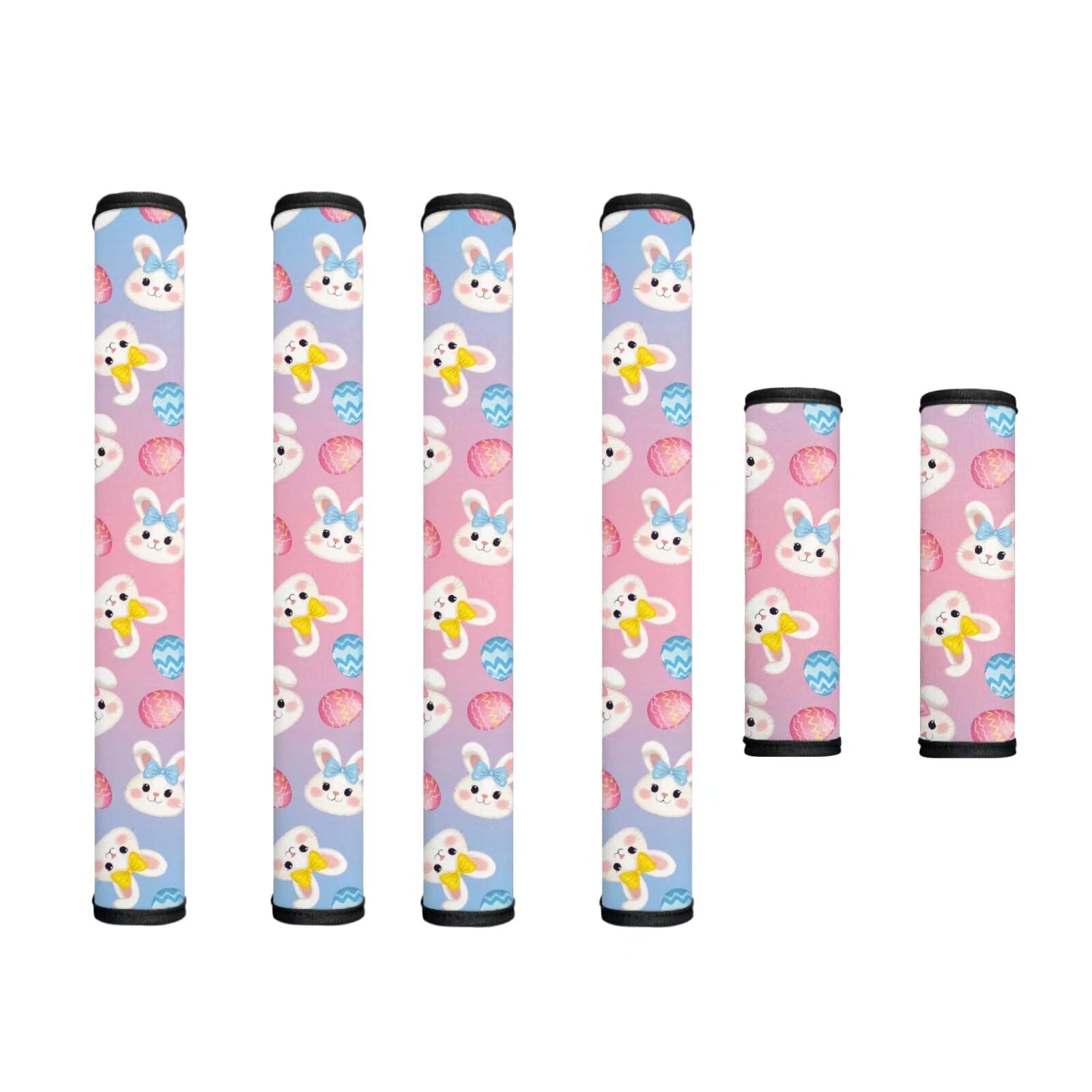 6 Pieces Refrigerator Door Handle Covers Keep Kitchen Appliances Clean Neoprene Antiskid Protector Gloves for Oven Microwave Easy Installation, Easter Eggs Cute Rabbit Bunny Pink Blue