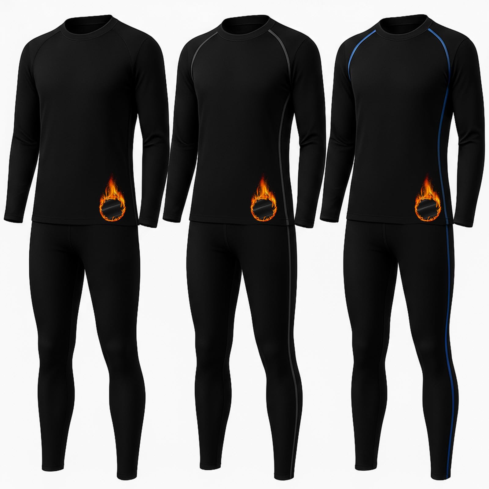 Suhine Thermounterwäsche für Kinder, Jungen, Mädchen, Winter, Baselayer, athletisches Kompressions-Fleece für Sport, Fußball, 3 Sets