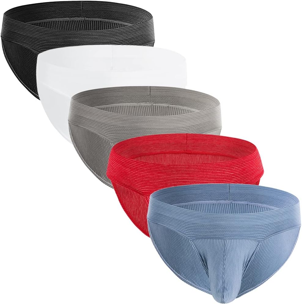 Men's Underwear Striped Micro Mesh Briefs Breathable Underpants Pack