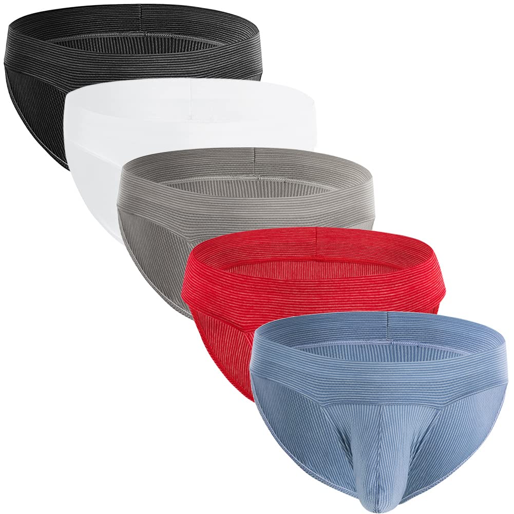 Summer CodeMen's Underwear Striped Micro Mesh Briefs Breathable Underpants Pack