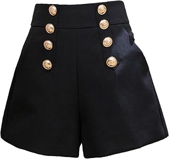 JEsilunmaMY Womens Double Breasted Wide Leg Shorts High Waist A-Line Shorts with Pocket Elegant Summer Lounge Short Pants