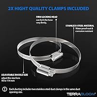 Vista 3 de TerraBloom 4 Inch Aluminum Flex Duct - 8 FT Long, Flexible Ducting with 2 Clamps, 3 Layer HVAC Ventilation Air Hose - Great for Dryer, Grow Tent
