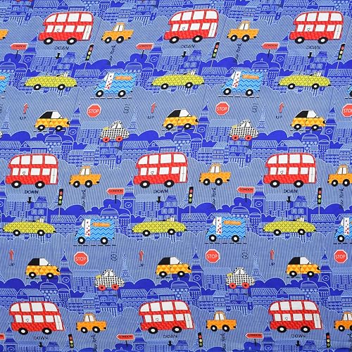 Image of Gleeson 320 Tc Elastic fitted Bedsheet for Queen Size Double Bed,Bus Theme Kids Room Bedsheet,Printed Bed Sheet for Boy|Girls Room,Queen Size Cotton Bedsheets with Pillow Cover (60 x 78 x 8 Inch) Blue
