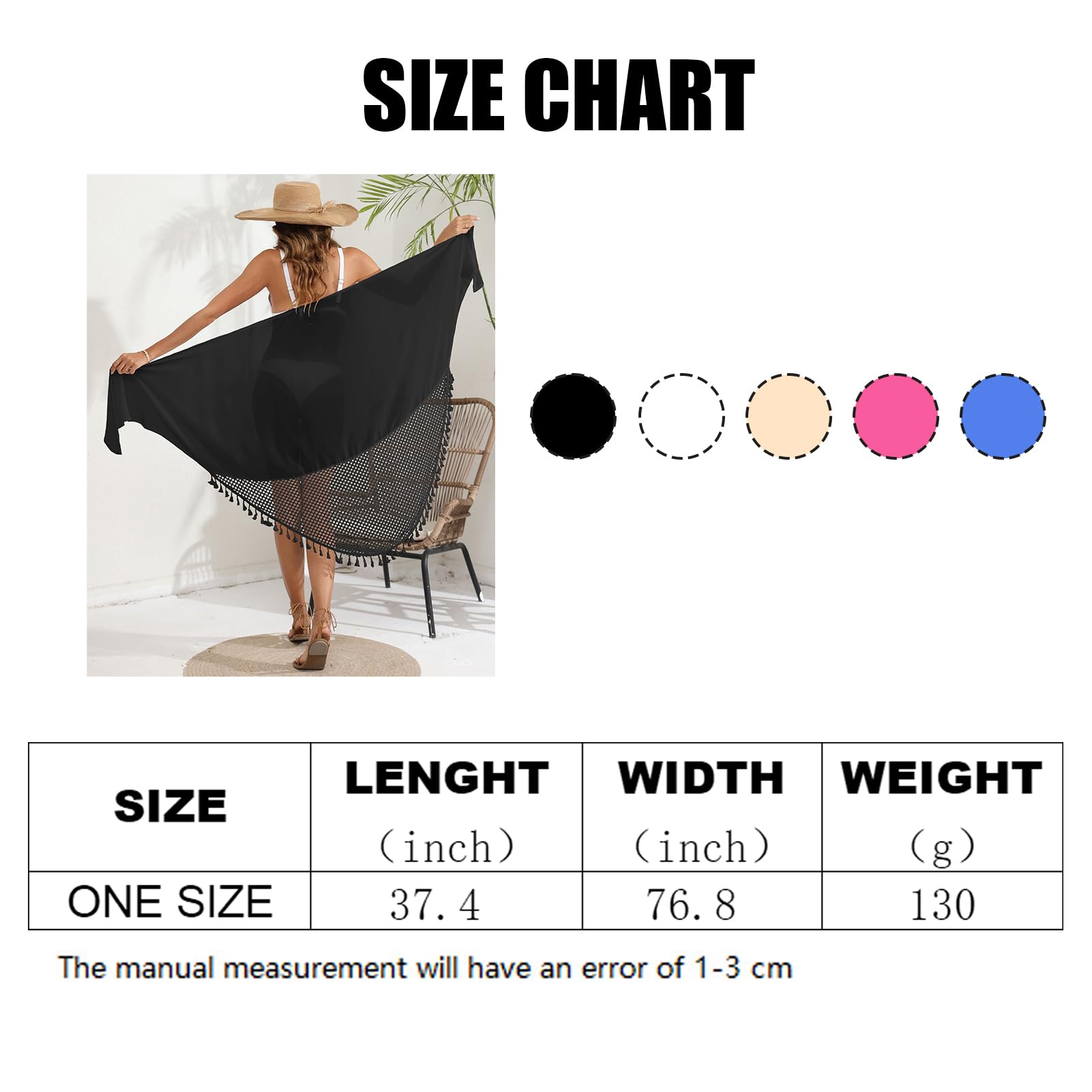 Pareo Donna Mare Gonna da Spiaggia Chiffon Wrap Pareo Spiaggia Scialle Bagno per Donna Bikini Cover Up Hollow out Tassle Copricostume
