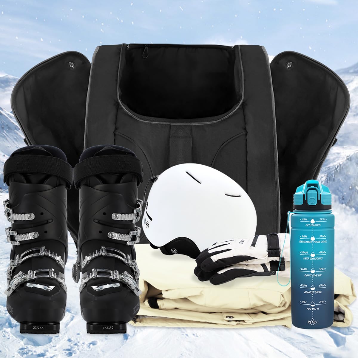 Bolsa para Botas de esquí - Capacidad de 55L - excelente para Viajes con Exterior e Inferior Impermeables, Bolsa para Botas de esquí Unisex para Chaqueta, Casco, Gafas de protección, Guantes