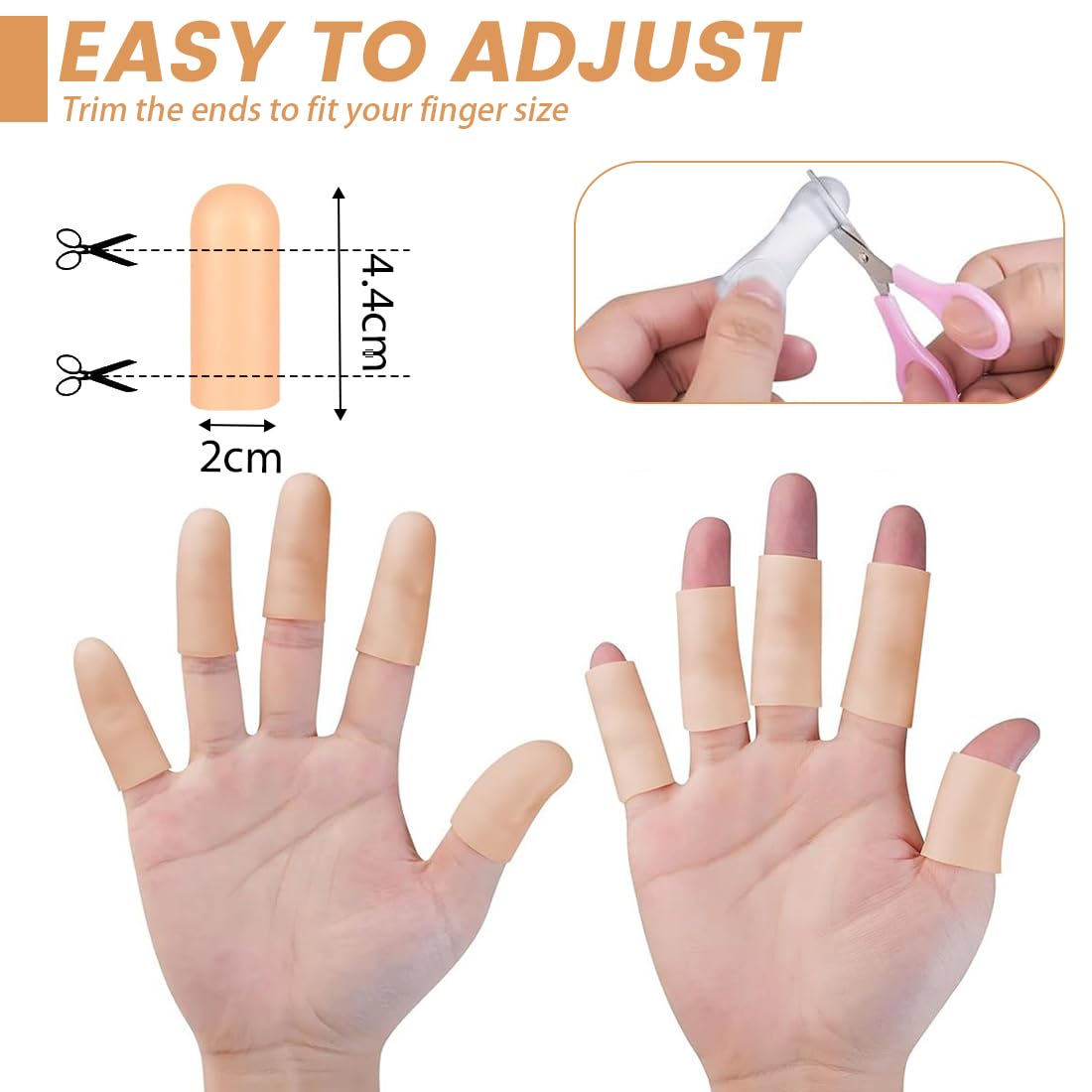 10 pcs protège-doigts en silicone, Protection du bout des doigts Imperméables, Protection du pouce, Protection des doigts en cas de blessure des mains, Convient au pouce(Couleur chair)