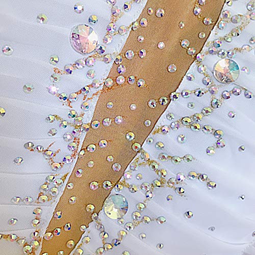 LIUHUO Vestido branco de patinação no gelo para crianças e meninas com elastano rítmico, collant de