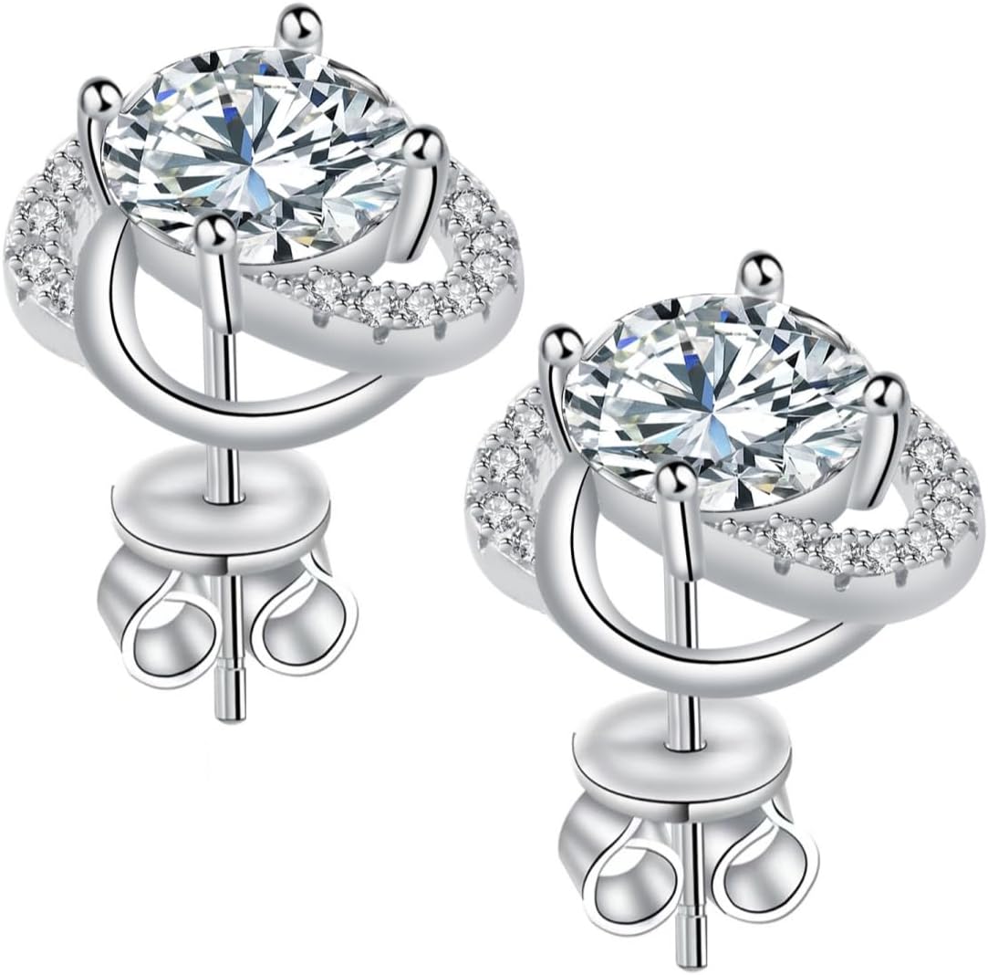 Moissanite Stud Earrings for Womens 3-4 Carat S925 Sterling Silver Earrings for Women D Color VVS1 Clarity Moissanite Earrings