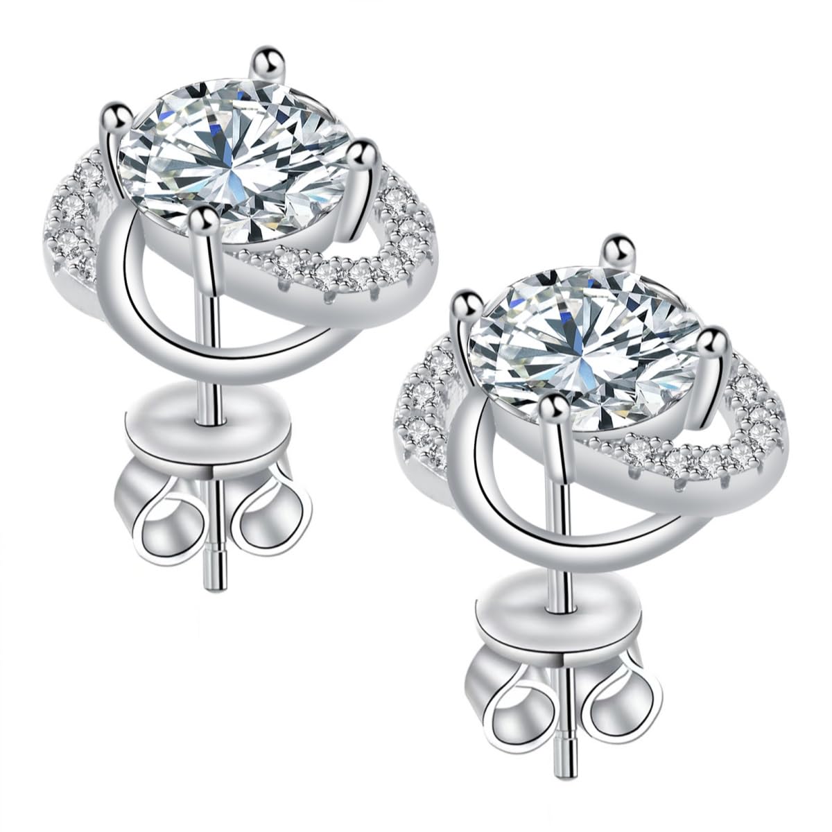 Moissanite Stud Earrings for Womens 3-4 Carat S925 Sterling Silver Earrings for Women D Color VVS1 Clarity Moissanite