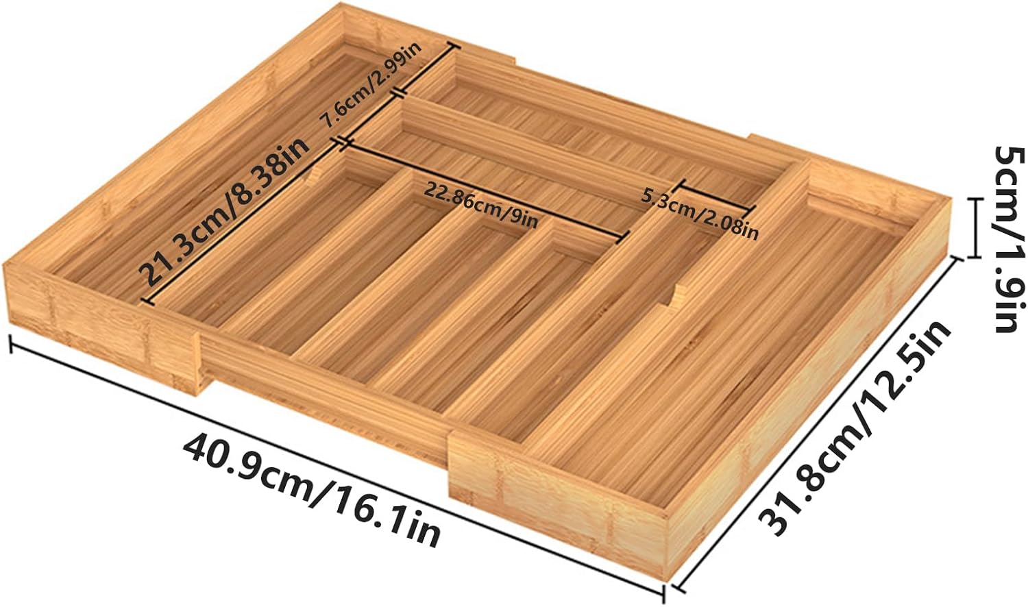 Silverware Organizer - Adjustable Flatware Storage Tray | Silverware Holder for Spoons - for Bathroom Bedroom Dorm Apartment Tableware Jewelry Cosmetics Tools