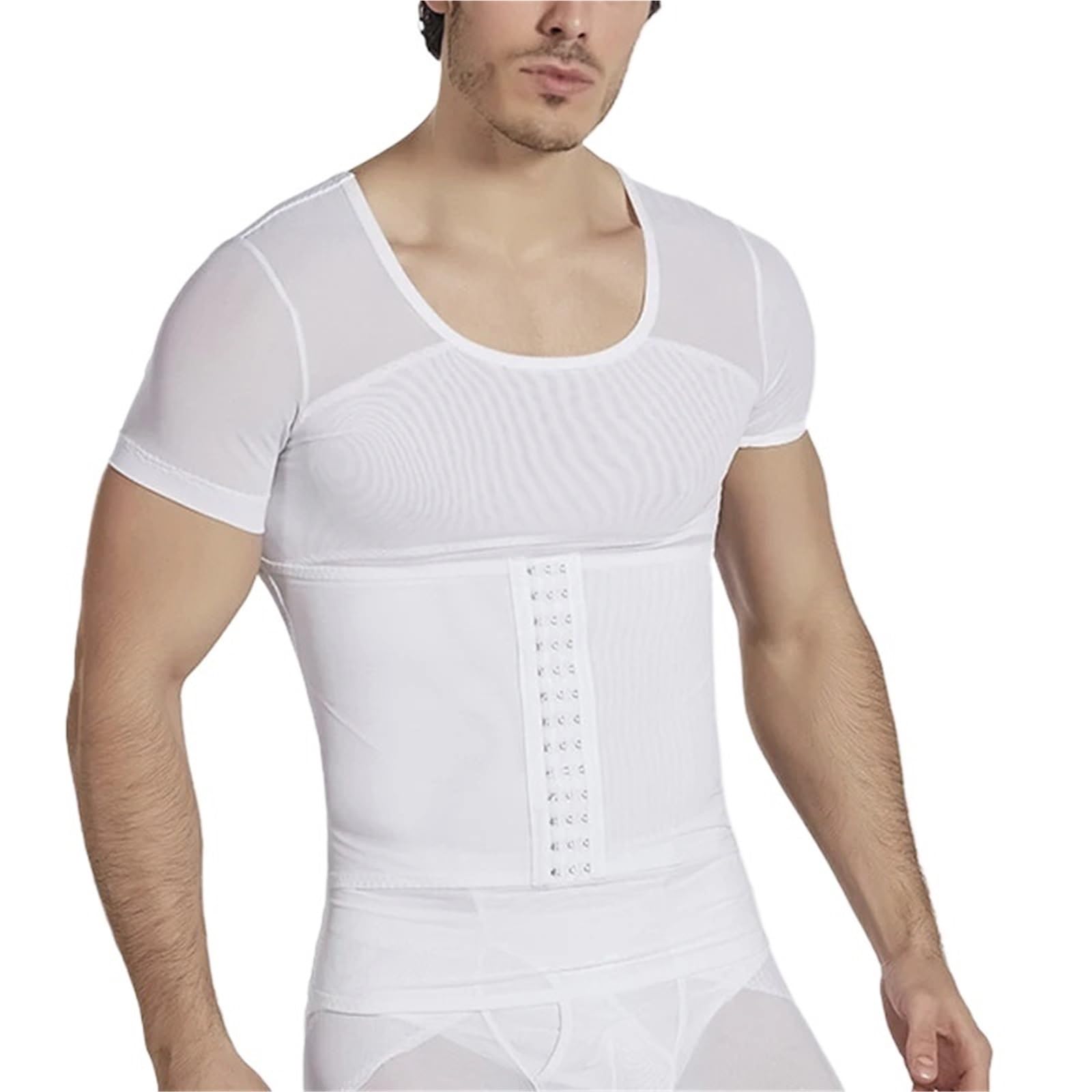Ropa moldeadora Fajas moldeadoras for hombre, camisetas moldeadoras de cintura, mangas cortas, moldeadoras de abdomen, camiseta moldeadora de cintura, corsé adelgazante de abdomen. Adecuada para ejerc