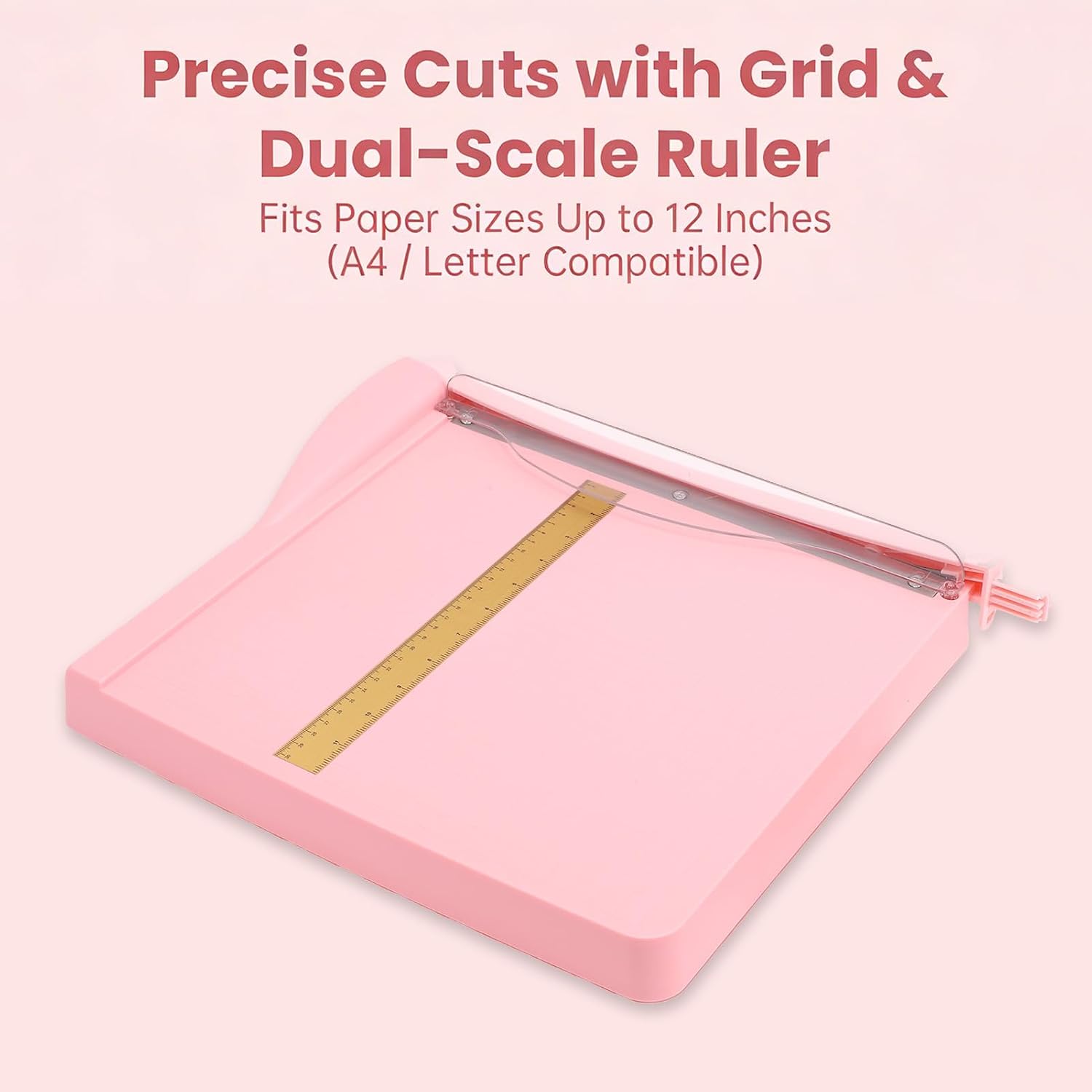 Fafeicy Paper Cutter A4 Paper Trimmer with Safety Guard, 12 Inch Portable Slicer with Mn Steel Blade, Precision Cutting Board for Scrapbooking Craft Cardstock Office Use