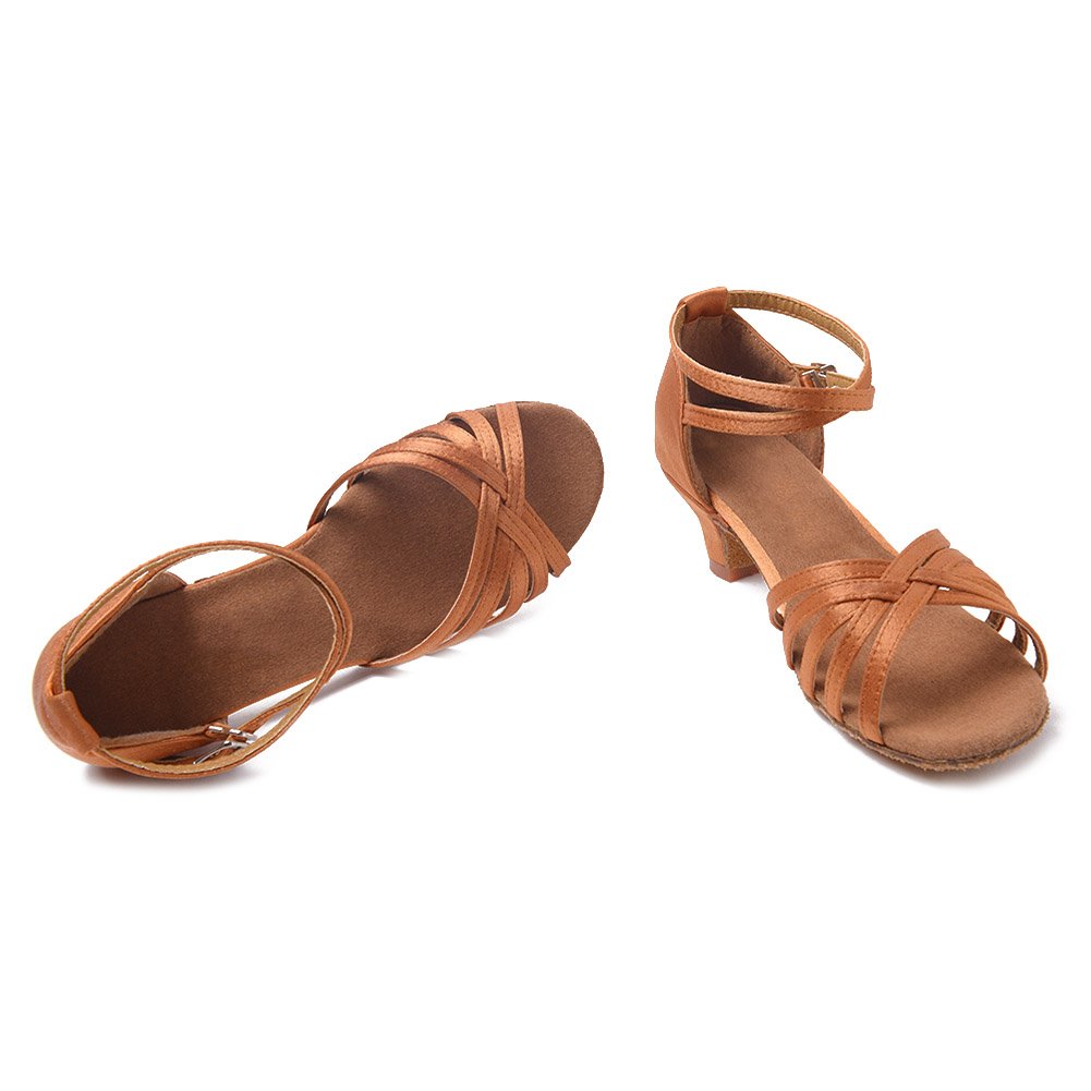 HROYL Chaussures de Danse Latine Fille Salsa Ouverte Chaussures de Danse de Salon Femme Talon 4cm FBA-XGG