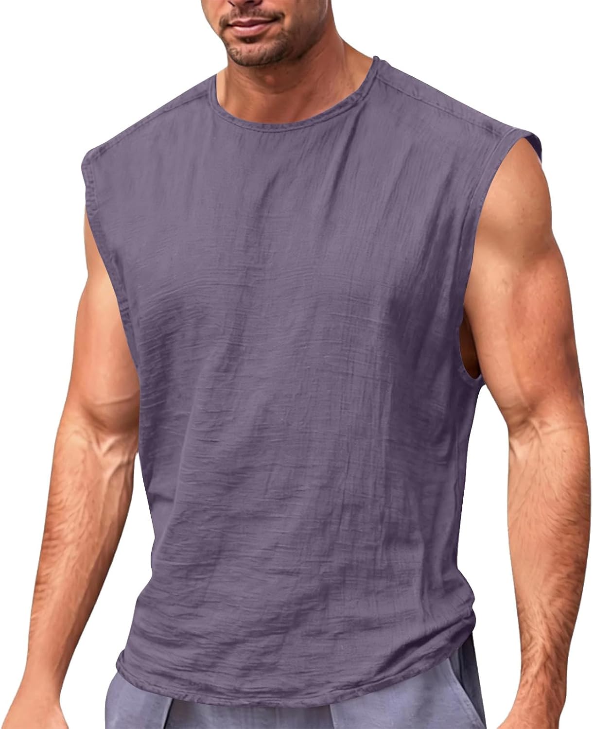 Mens Tank Tops Solid Casual Sports Fitness Sleeveless Tee Summer Classic Basic Sleeveless Shirt Men Round Neck Shirts