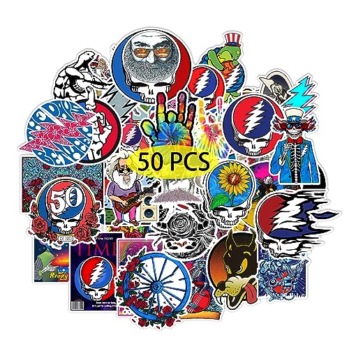 Babymiu Cartoon Rock Music Band Stickers（50 Pcs，Large Size）. Rock Vinyl Decals Art Decor Gifts Party Supplies for Water Bottles Skateboard Luggage Scrapbook Kids Teens Adult
