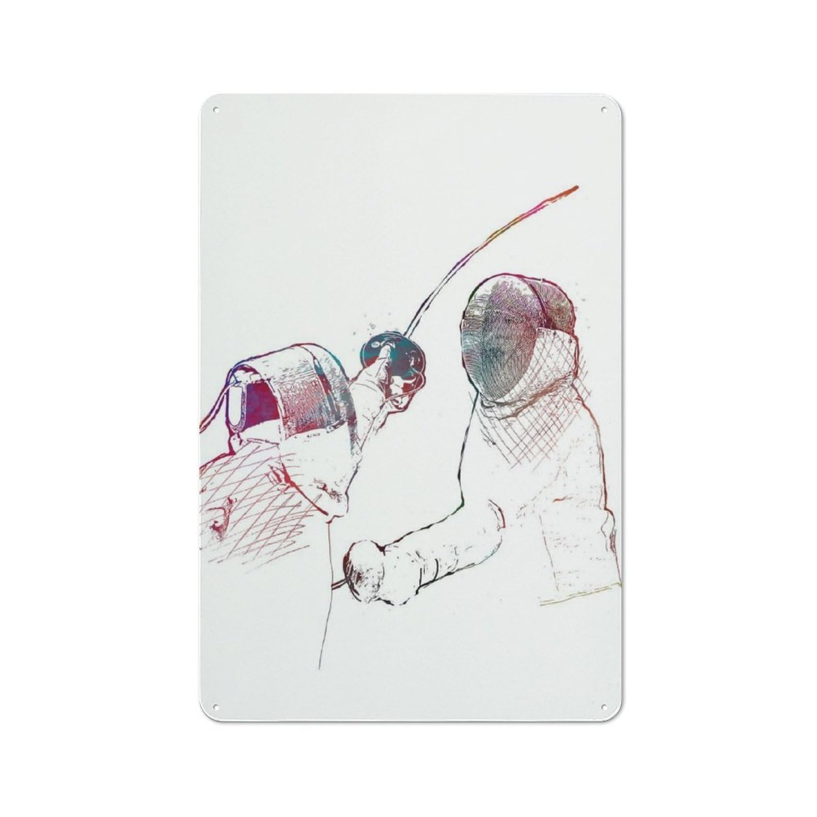 Junmoney Fencing Sport Retro-Style Metal Plaque 30X20cm For Kitchen Or Home Bar, Gift For Home Bar Enthusiasts During The Christmas Season