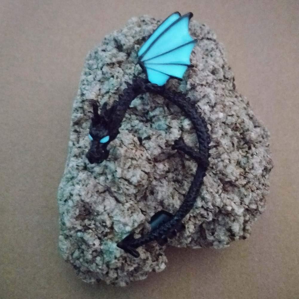 Black Dragon Ear Wrap Earrings for Women Piercing Men Gothic Punk Cuff Glowing Stud Earring - Image 4