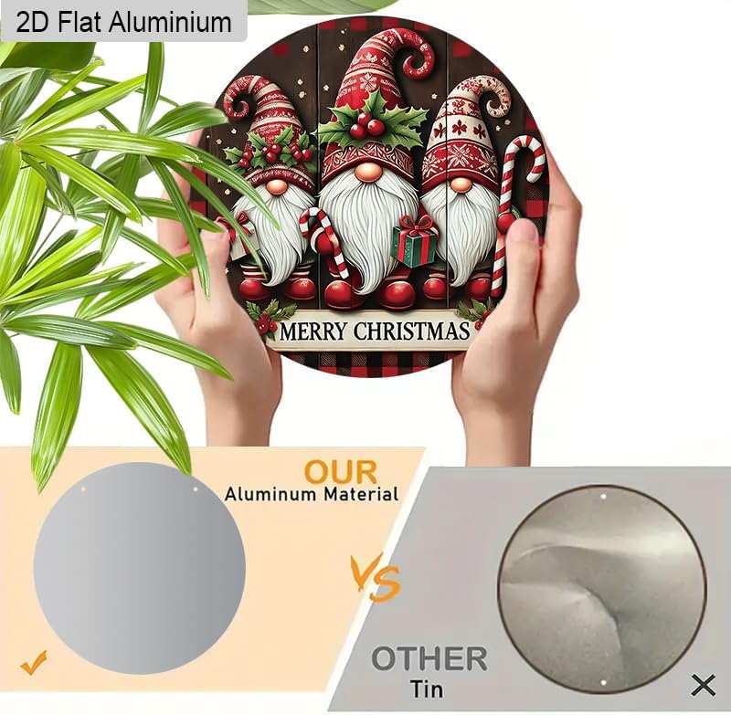 Miniatura 4 de 1pc Retro Style Christmas Aluminum Wall Art Decor, 3.96inch, 2D Flat, Suitable for Kitchen, Bathroom, Office, Farmhouse Decor, Ideal Present for