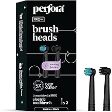 Perfora Adult Battery Powered Replacement Brushhead For Pro+ Oscillating Toothbrush|8800 Rpm, 1 Mode, 2 Min Auto Timer, 360° Motion - Limitless Black,1 Count