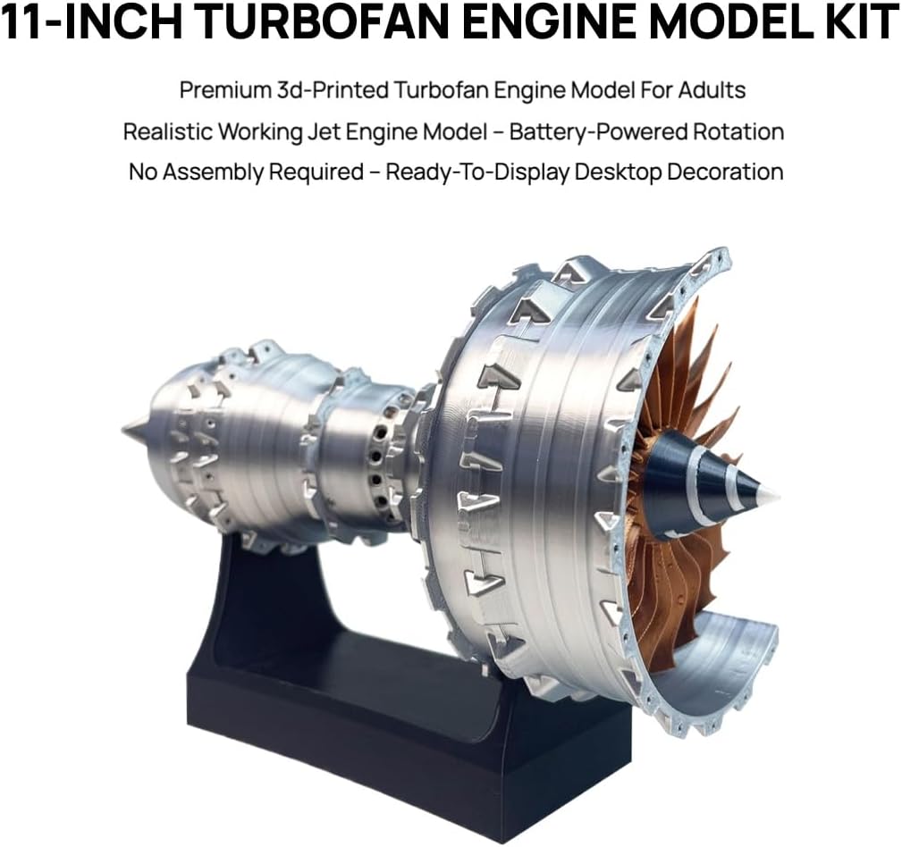NEOLIAN 11-Inch Turbofan Engine Model Kit - Realistic Jet Engine Model for Adults, 3D Printed Mini Jet Engine Display with Stand, Cool Collectible Toy & Unique Gift for Aviation Lovers