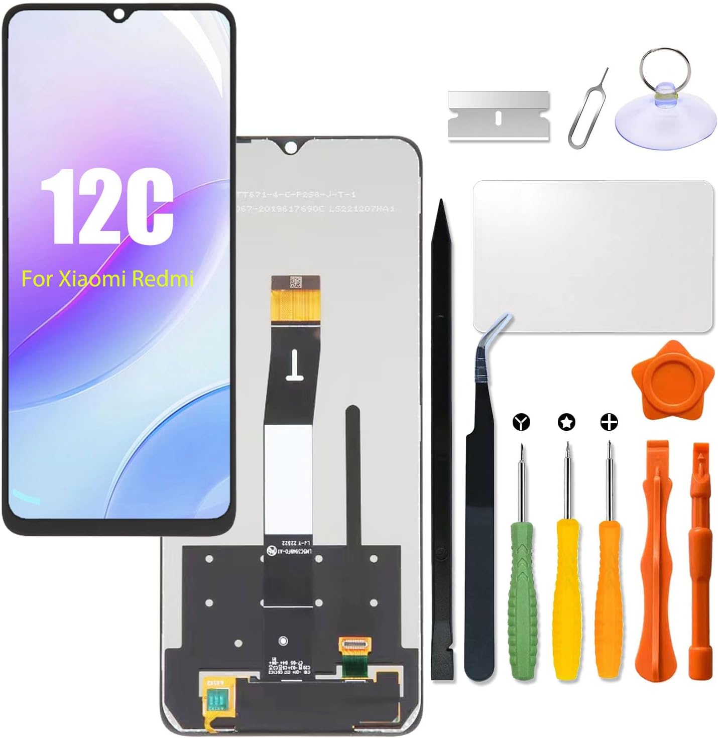 Replacement for Xiaomi Redmi 12C LCD Screen for 22120RN86G 22120RN86I 22126RN91Y 2212ARNC4L LCD Touch Screen Display Panel Digitizer Assembly with Repair kit