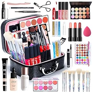 Kit de Maquillaje Profesional Completo, MKNZOME 34 piezas Set de Maquillaje Mujer con Estuches de Maquillaje Portátil…