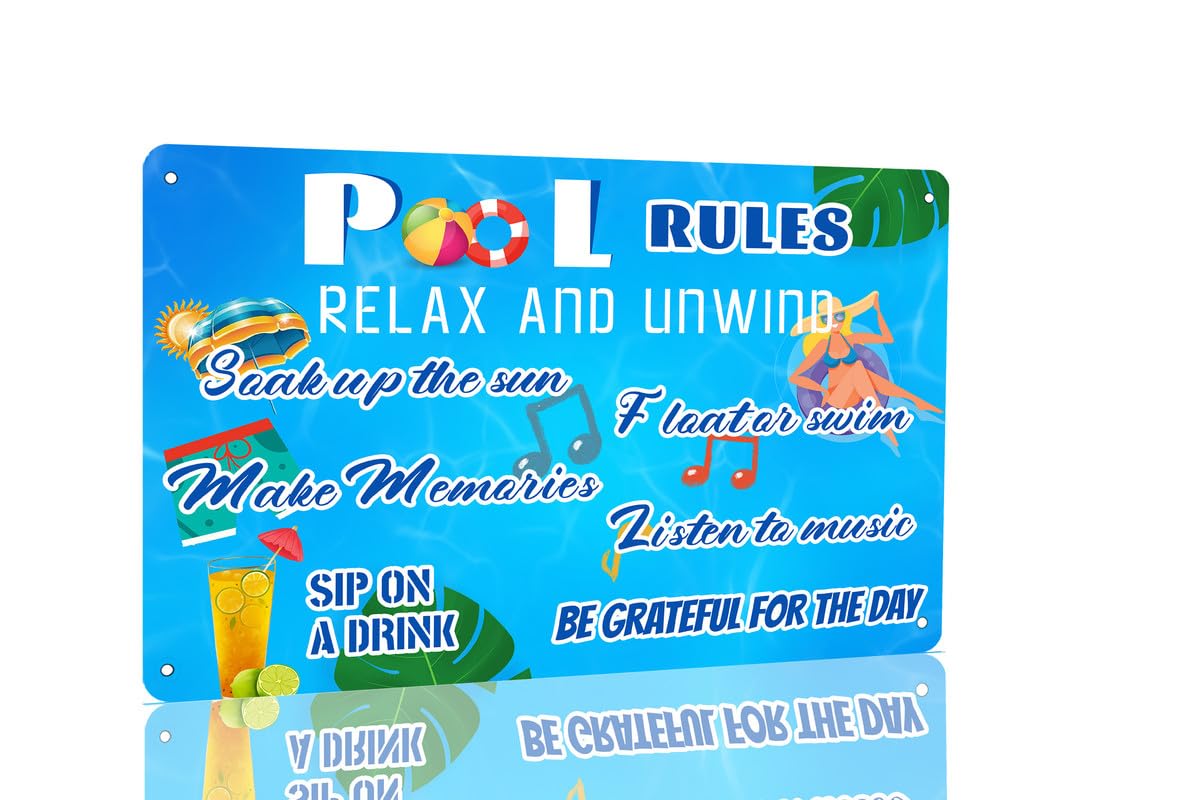 SMAZDFXX Pool Rules Decor Sign Vintage Retro Pool Decorations for Home Swimming Pool Water Park Beach Deck Decor 5.5"x8"