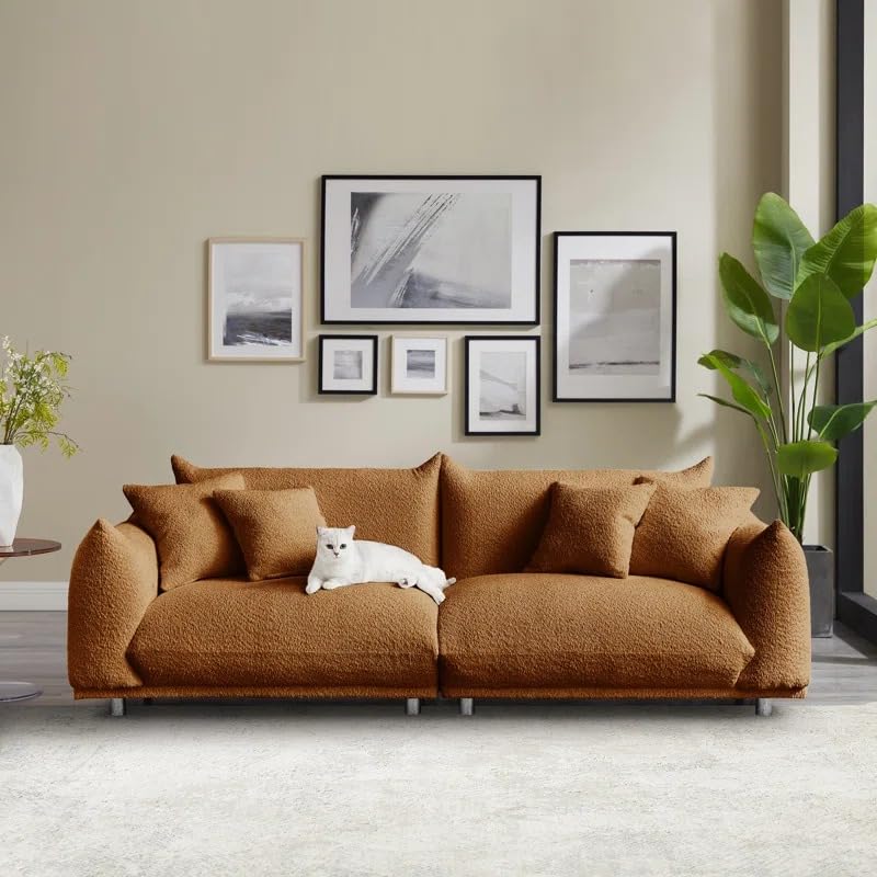 Teak Wood Arnya 88.9″ Modern 3 Seater Sofa Sofa Three Seater Sofa for Living Room Guest Room Hotels Office (Rust) Teak Wood Arnya 88.9″ Modern 3 Seater Sofa Sofa Three Seater Sofa for Living Room Guest Room Hotels Office (Rust)