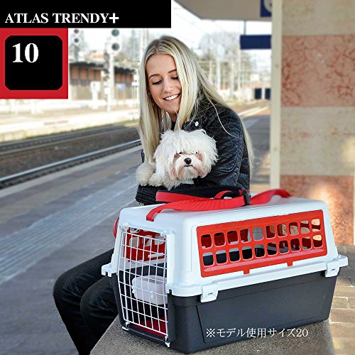 Ferplast Atlas 10 Trendy Plus, Caixa de Transporte Para Animais Pequenos, Vermelha, com Alça Para Om