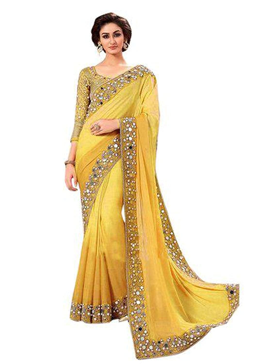 Sari ropa India de georgette amarillo solve tus dudas de talla 4