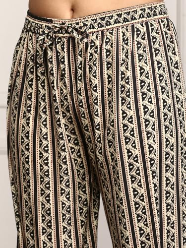 Image of ishin Kalamkari Embellished Cotton Kurta with Afghani Pants & Flowy Mulmul Dupatta | Kurta set for women | Kurta with trousers and dupatta