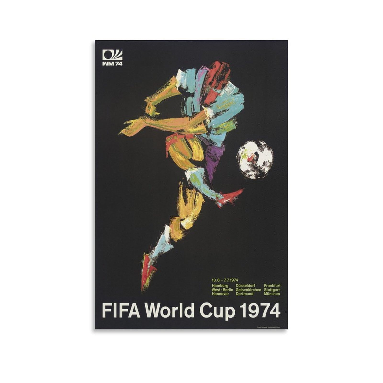 AAHARYA Vintage Poster, Horst Schaefer 1974 FIFA World Cup Football Poster Canvas Painting Wall Art Poster for Bedroom Living Room Decor 20x30inch(50x75cm) Unframe-style