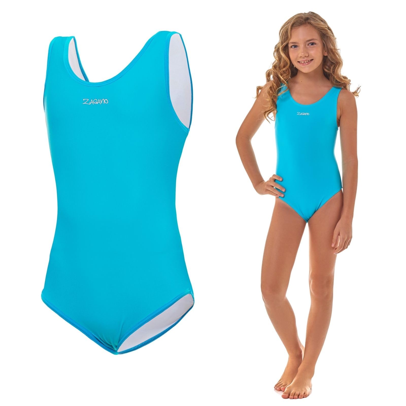 Zagano Girls' Swimsuit, Swimwear, Children’s Swimsuit Children, UV-Resistant, Made of Comfortable Material