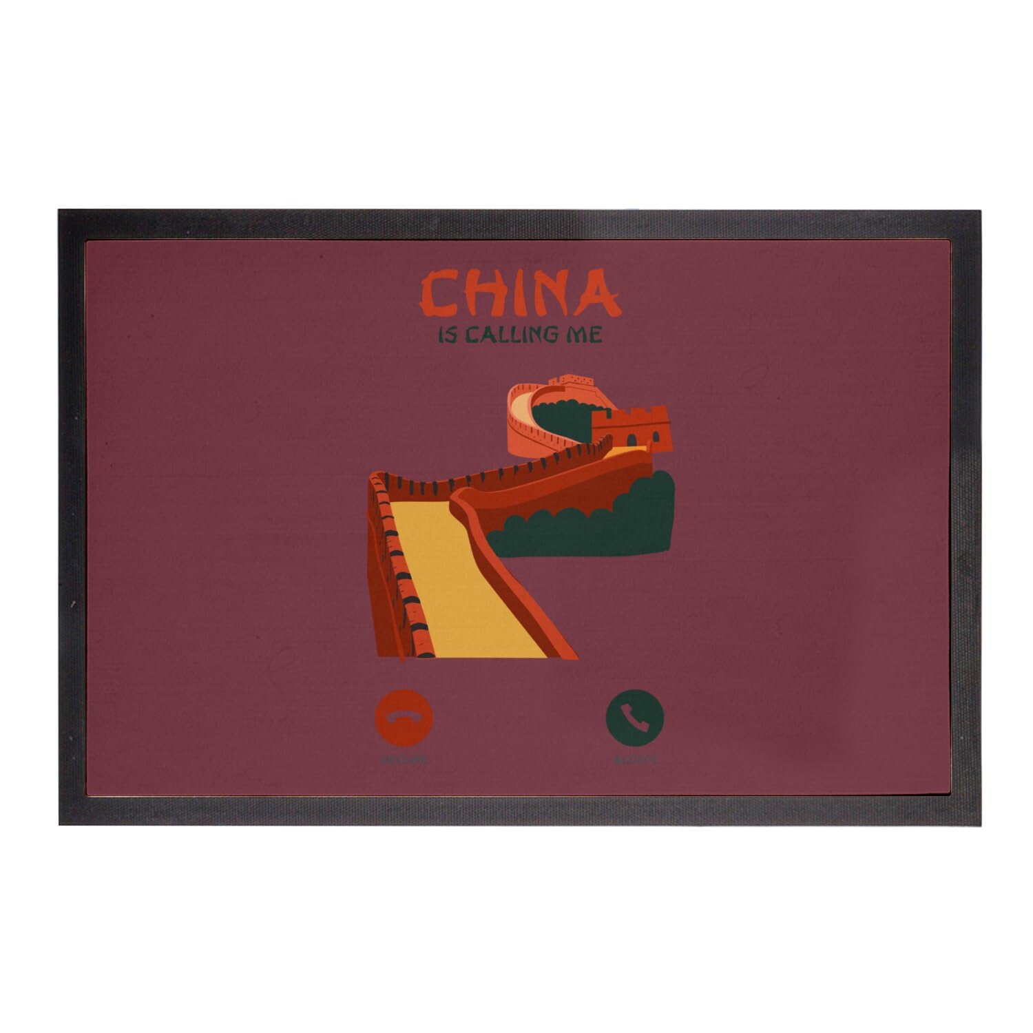 Paillasson Rouge de Chine Tapis Rêve de Voyage 60x40cm Maison