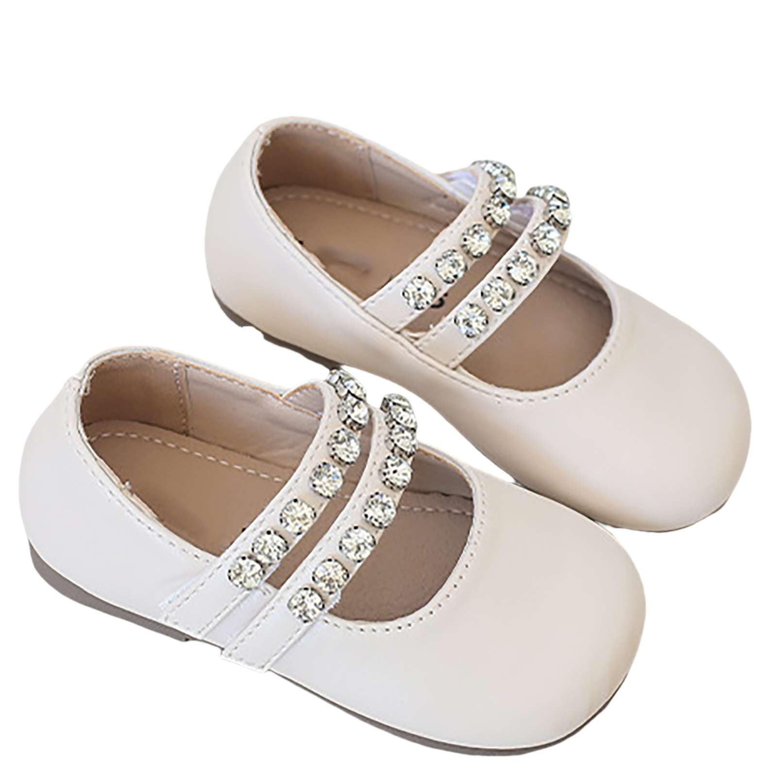 Girls Mary Jane Dress Shoes Pearl Toddler Little Girls Paten???? Leather Flat???? for Wedding Part???? Fashion Baby Shoes (White, 6.5 Infant)