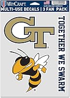 Vista 1 de WinCraft Georgia Tech University Yellowjackets - Paquete de 3 calcomanías multiusos para ventilador de 7.75 x 5.5 pulgadas