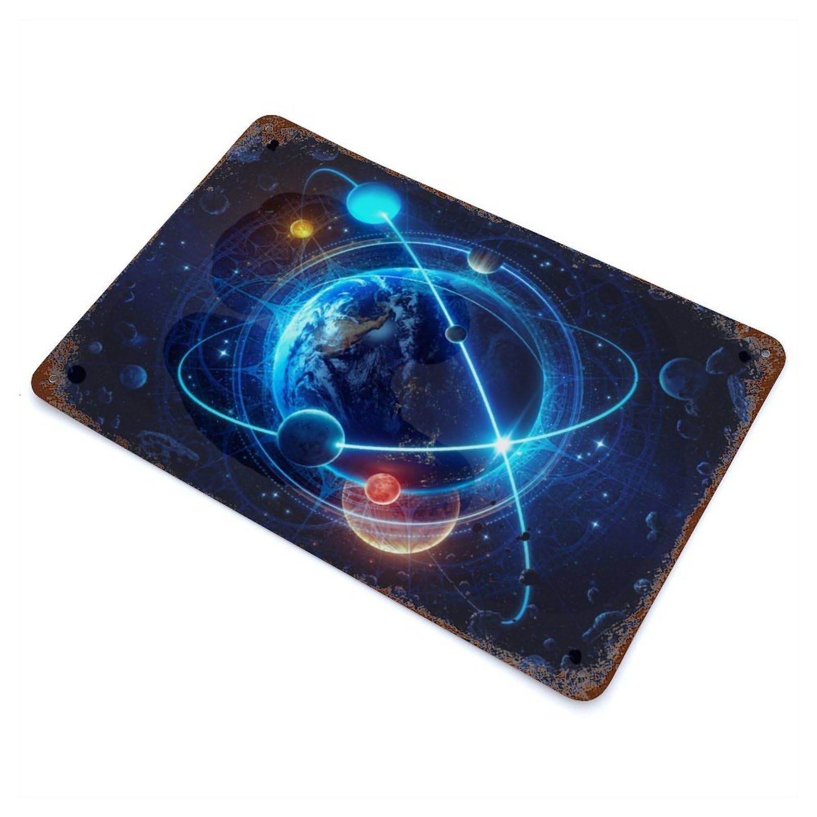 Aged Metal Wall Plaque with Among The Stars Design 11.8"x7.9", for Basement, Hobby Room And Garage Decor, Farmhouse Wall Decor