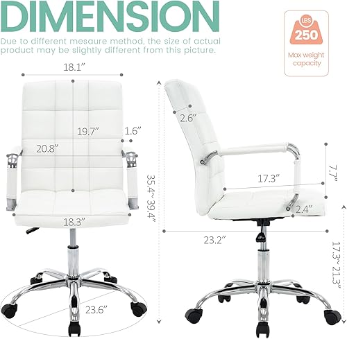 Miniatura 5 de MFD LIVING Silla de escritorio con respaldo alto, moderna silla de trabajo de piel sintética con brazos, silla ejecutiva giratoria ajustable para