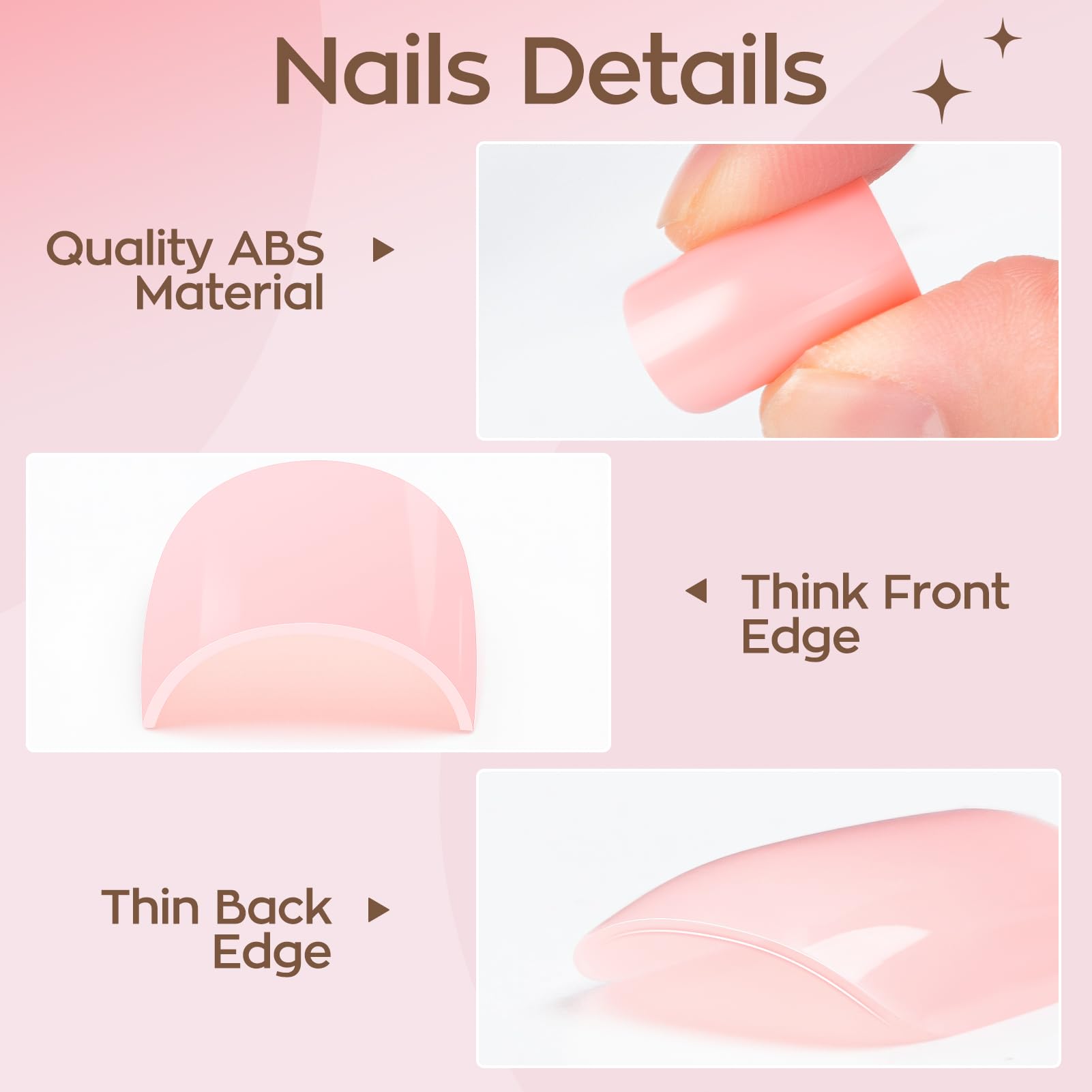 MELLIX 280 Pieces Press On Nails Short Artificial Fingernails Full Cover Fake Nails, Square-Nude, 120 g (Pack of 1) - Image 3
