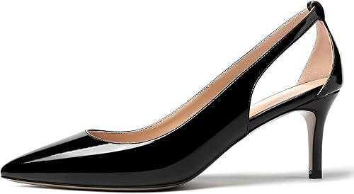 Vista 2 de MERRORI Zapatos de tacón medio con punta puntiaguda para mujer, sin cordones, de 2.5 pulgadas