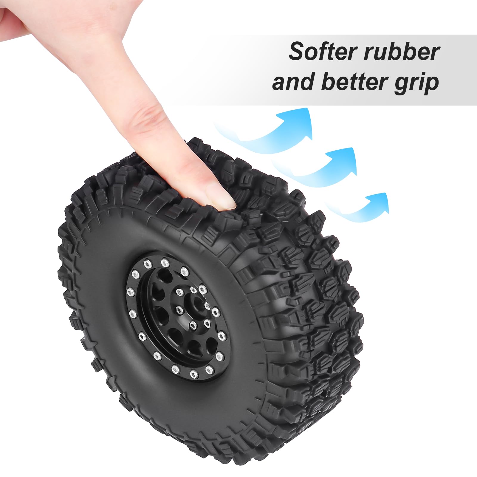 4-Pack 1.9” Super Swamper Tires With Beadlock Rims For RC Crawlers – 120mm Height, 12mm Hex - View #2