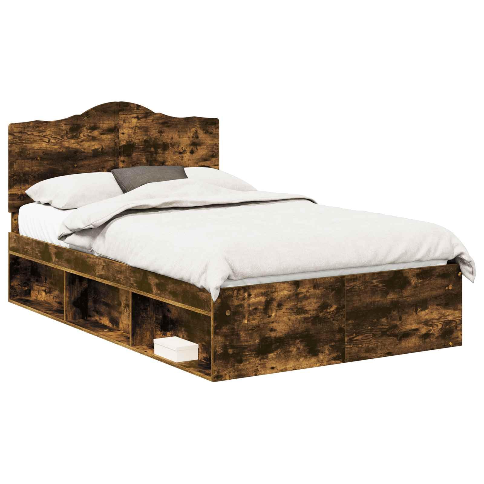 vidaXL Estructura de Cama con cabecera Roble Ahumado 120 x 200 cm