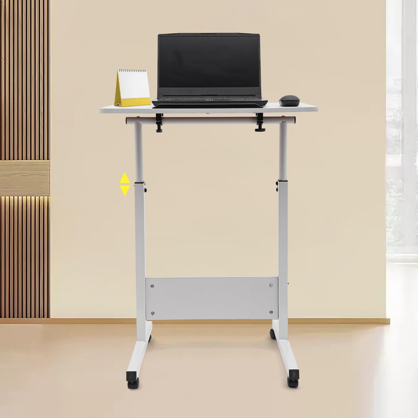 Adjustable Height Standing Desk with 360 Swivel Wheels Mobile Laptop Table Height Adjustable Tilt Desktop for Home Office — view 5