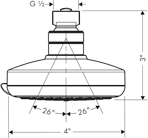 Miniatura 5 de hansgrohe Croma 100 - Cabezal de ducha de 4 pulgadas, flujo bajo, moderno, 3 pulverizadores, masaje pulsante, ahorro intenso de agua turbo con
