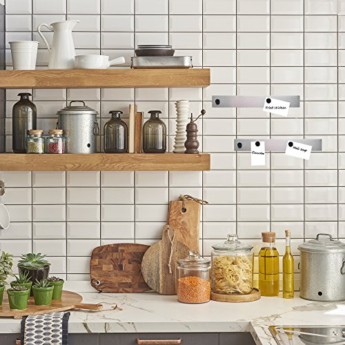 Lockways Magnetic Whiteboard Strip Set 4 Pieces 2 X 15 Inch Bulletin Board Bar, Silver Stainless, Adhesive Backing Memo Board For Office, Magnetic Calendar, Photos, Name Cards & Papers #TOP4