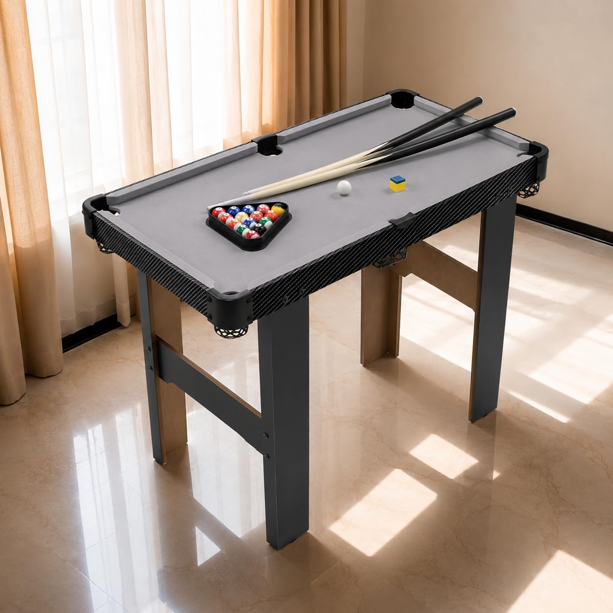 predolo Mini Table Billard Américain Pliable Bois, 83 cm, Enfants & Adultes, Accessoires Complets